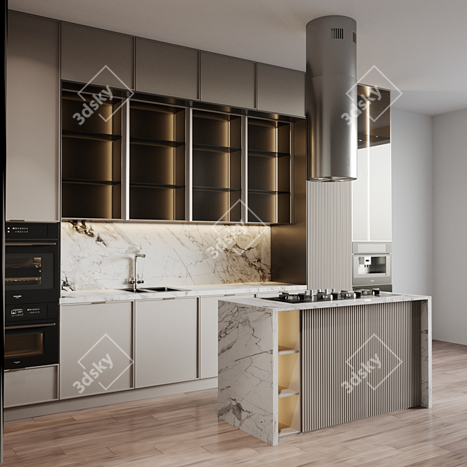 Modern Kitchen with Premium Appliances 3D model image 3