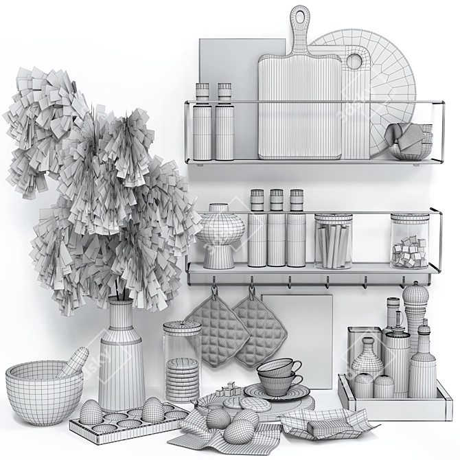 Elegant Kitchen Decor Set 20 3D model image 7