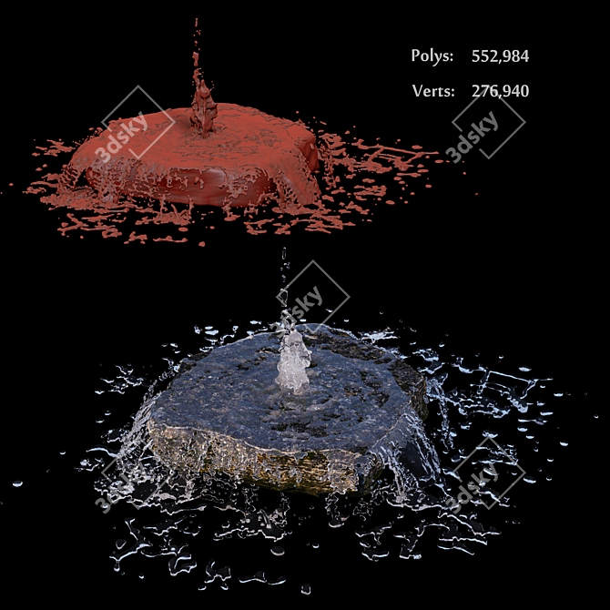 Serene Cascade Rock Waterfall 3D model image 2