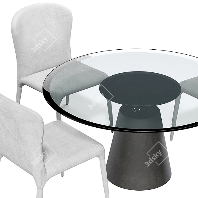 Modern Monti Chair + Rock Table Set 3D model image 3