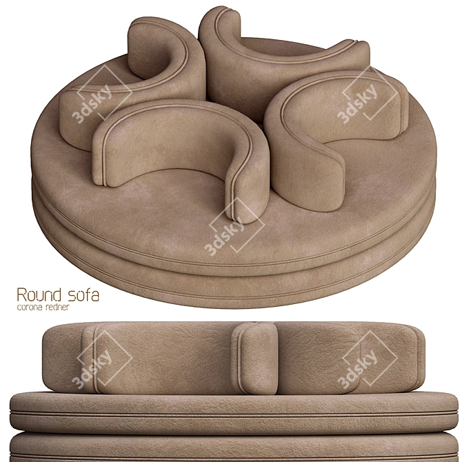 Modern Round Sofa - Stylish and Comfortable 3D model image 1