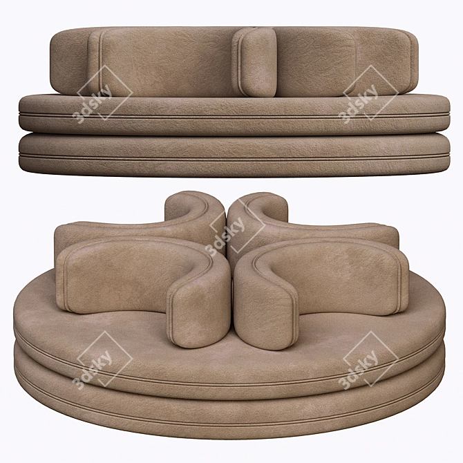 Modern Round Sofa - Stylish and Comfortable 3D model image 2