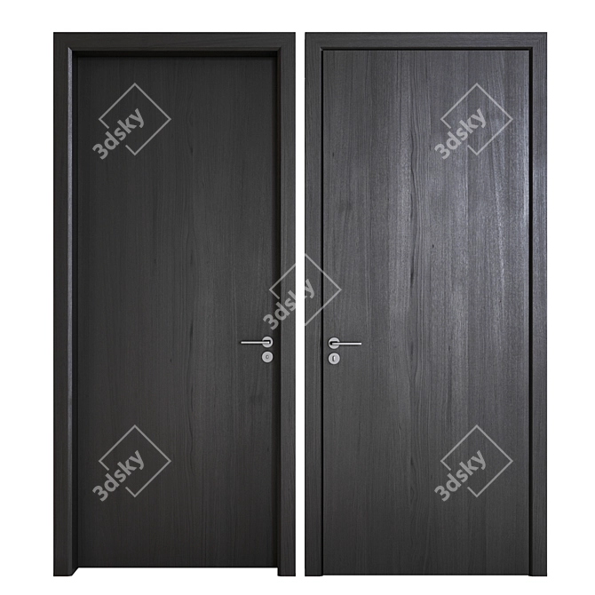 Sleek Black Wood Doors 3D model image 2