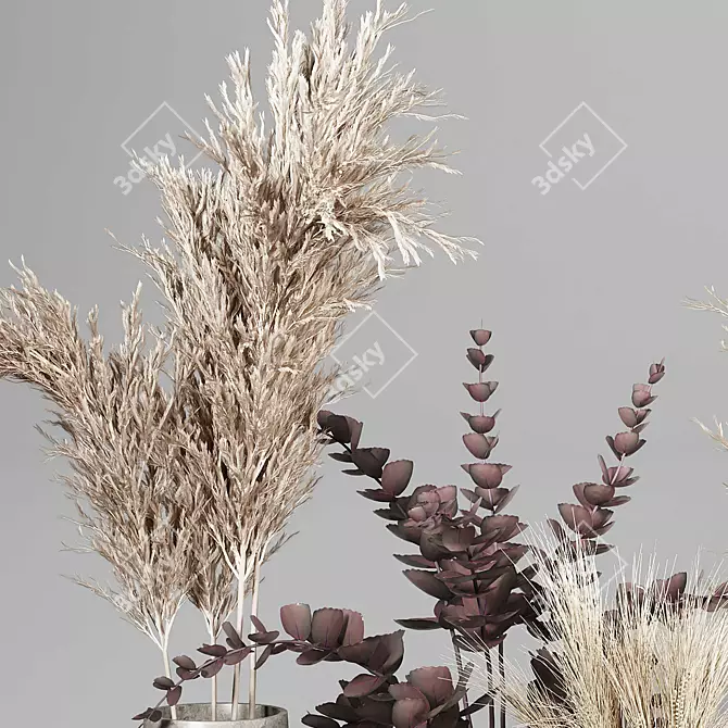 Dried Plant Bouquets: Rustic Vase Collection 3D model image 2