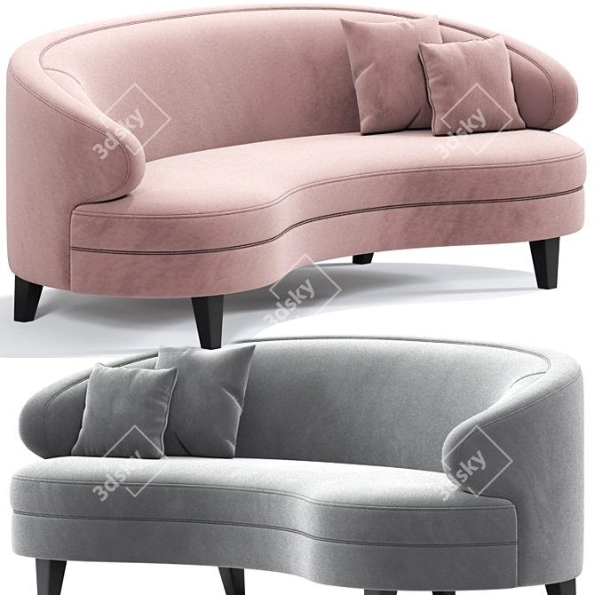 Pimlico Curved Sofa Pillow: Sleek and Cozy 3D model image 5