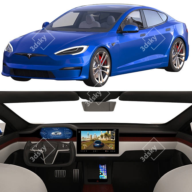 Tesla Model S Plaid: Lightning Fast Luxury 3D model image 1