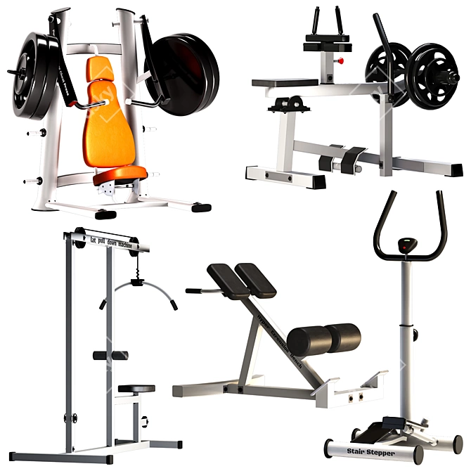 Realistic 3D Gym Equipment: Perfect for Fitness Enthusiasts 3D model image 1