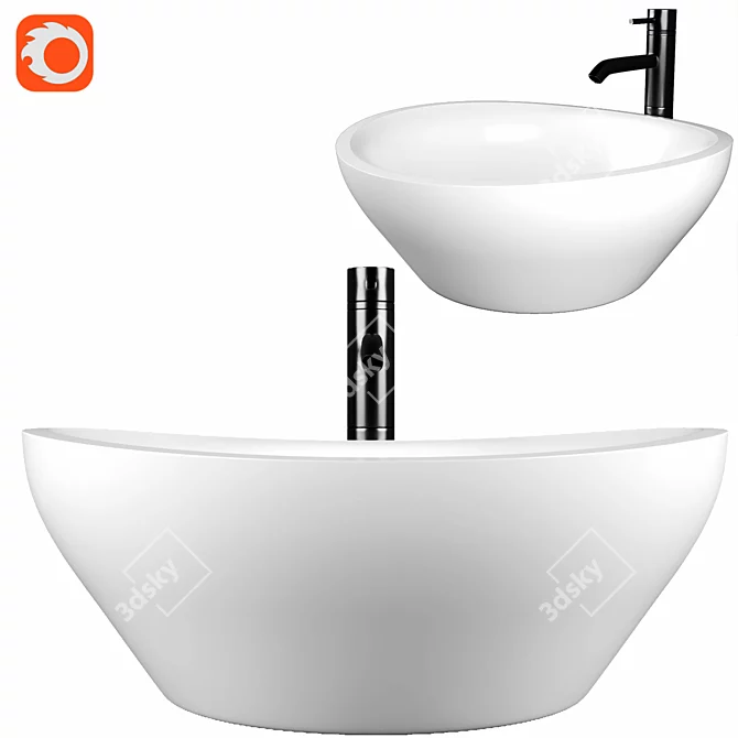 Elegant Blat Sink 3D model image 1