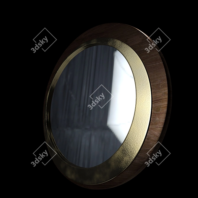 Elegant Round Frame Mirror 3D model image 2