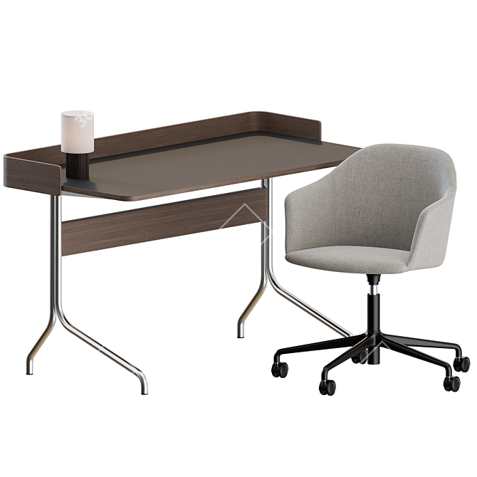 Modern Office Set: Chairs, Tables, & Lamp 3D model image 5