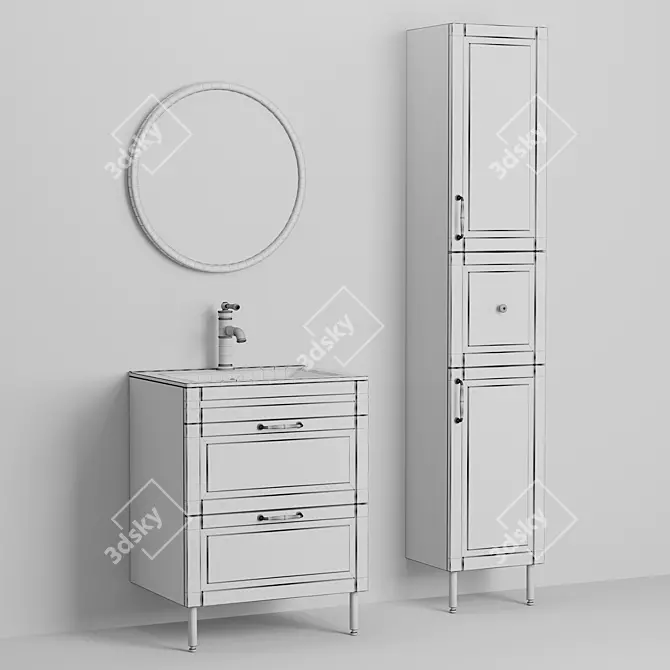 Oxford 60 - Elegant Retro-Style Bathroom Set 3D model image 7