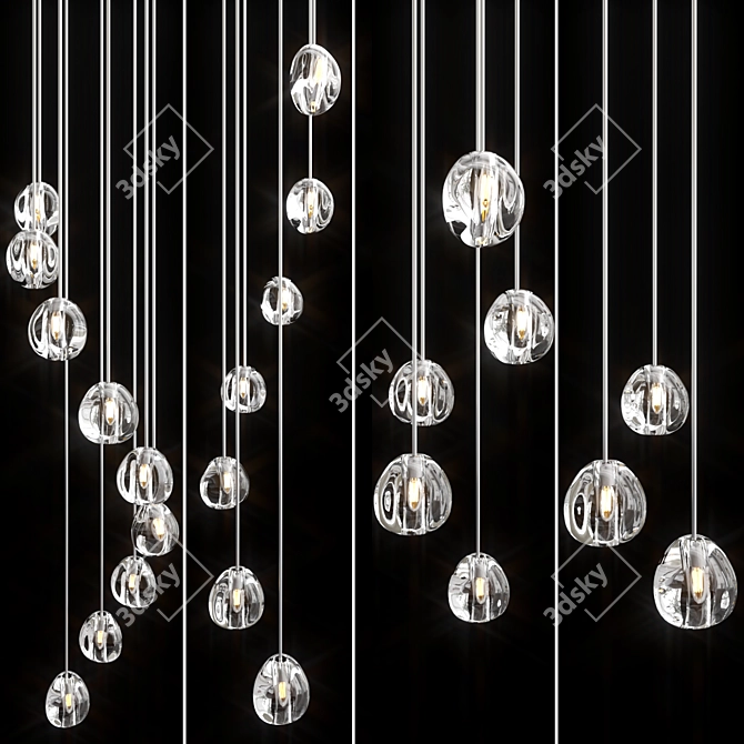 Mesmerizing Crystal Pendant Light 3D model image 3