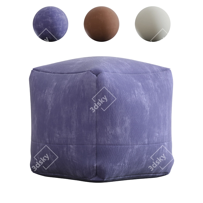 West Elm Cotton Canvas Pouf 3D model image 2