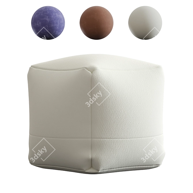West Elm Cotton Canvas Pouf 3D model image 3