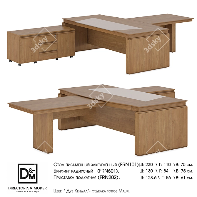 Franklin Rounded Writing Desk 3D model image 2