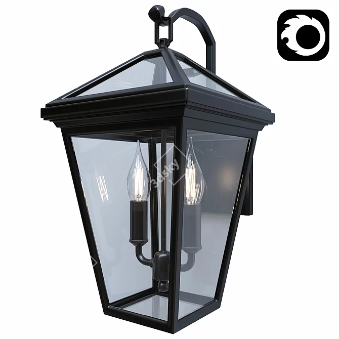 Sleek Black Outdoor Wall Light 3D model image 1