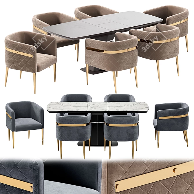 Modern Garda Chair and Diamond Table Set 3D model image 1