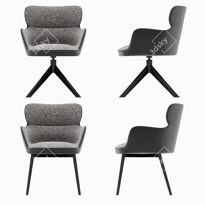 Elegant Diva Chairs: Fabric, Leather, Metal 3D model image 4