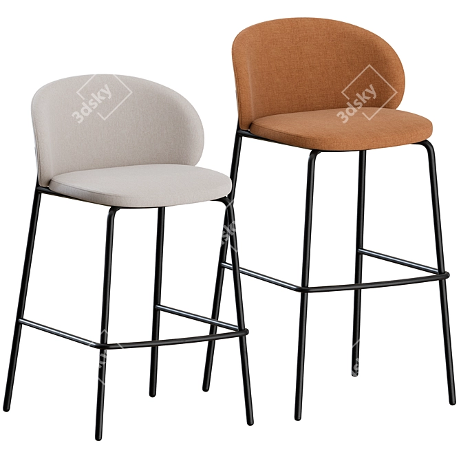 Princeton Barstool: Sleek Design, Maximum Comfort 3D model image 5