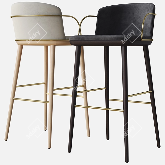 Sleek Arven Bar Stool: Modern Elegance 3D model image 2