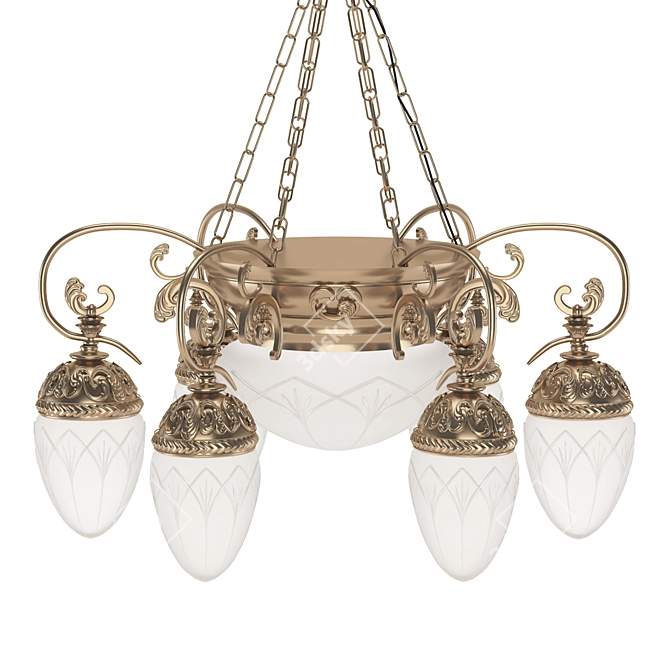 Elegant 6-Horn Chandelier: Ample Lighting for Any Space 3D model image 3