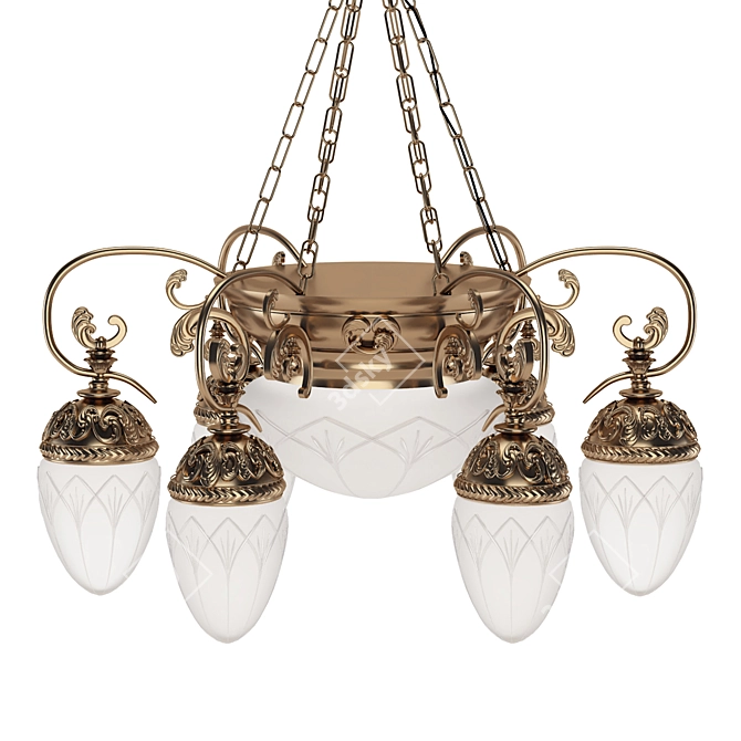 Elegant 6-Horn Chandelier: Ample Lighting for Any Space 3D model image 5