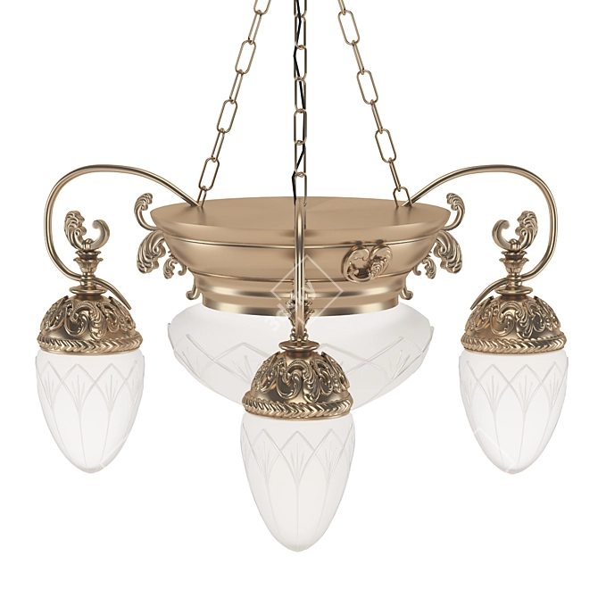 Empire Style Hanging Chandelier: 3-Arm Elegance 3D model image 3