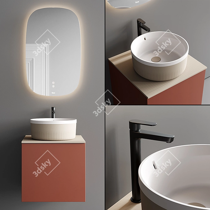 Fiora Sen Vanity Unit Set: Sleek and Modern 3D model image 1