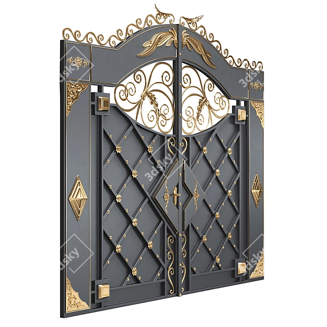 Modern Metal Gate: Vray Render 3D model image 1