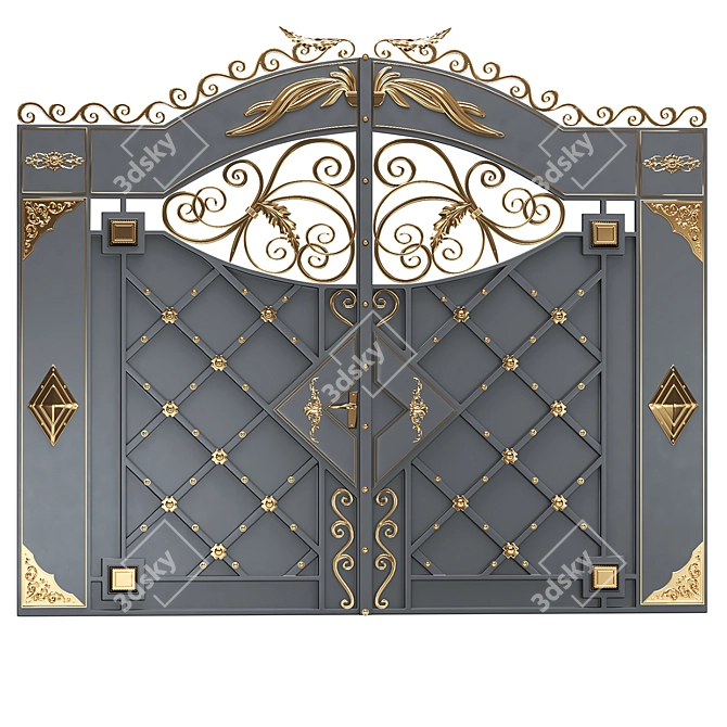 Modern Metal Gate: Vray Render 3D model image 2