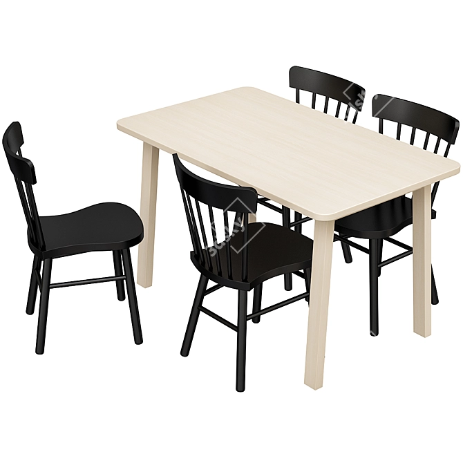 Norråker & Norraryd: Birch Black Dining Set 3D model image 2