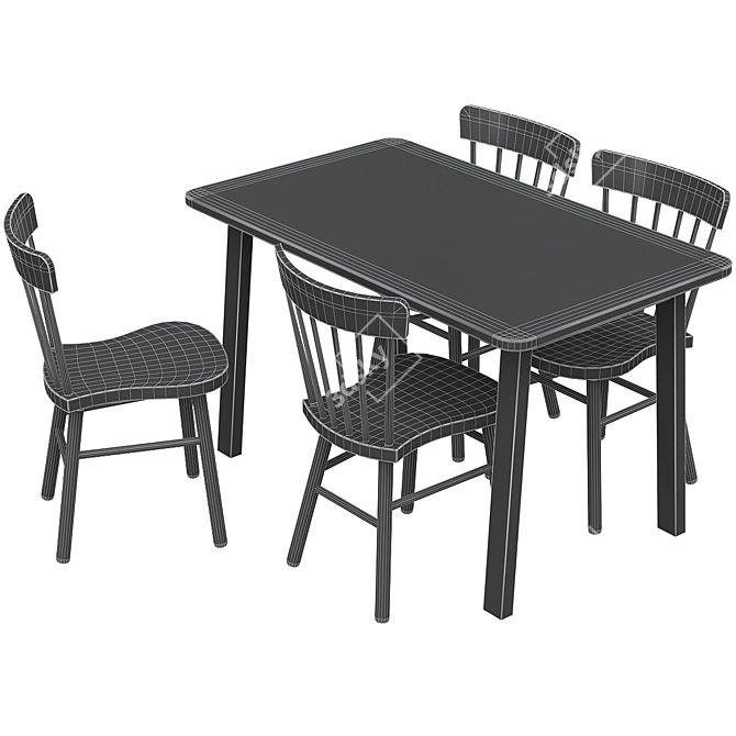 Norråker & Norraryd: Birch Black Dining Set 3D model image 3