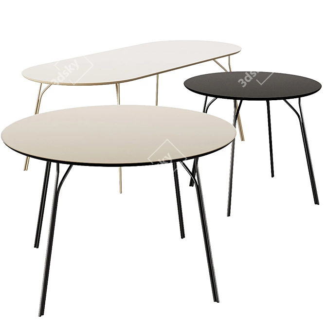 Nature-Inspired Tree Dining Set 3D model image 1