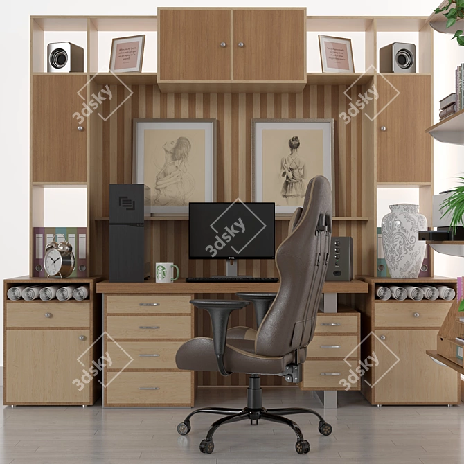 Modern Office Objects Set 3D model image 3