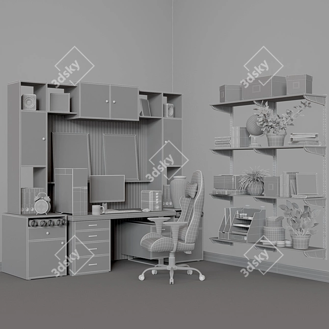 Modern Office Objects Set 3D model image 5