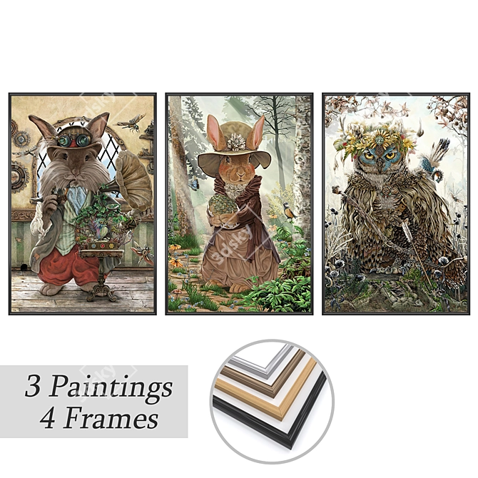 Elegant Wall Art Set No. 3537 3D model image 1