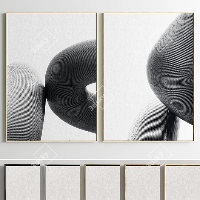 Abstract Minimalist Photo Frame in 2 Models & 5 Materials 3D model image 1