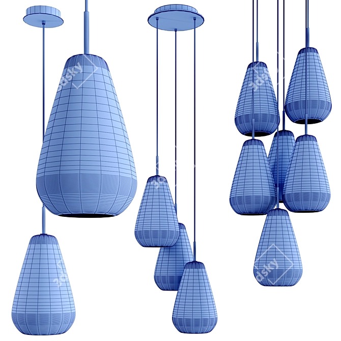Elegant Blown Glass Chandeliers by ANOLI 3D model image 2