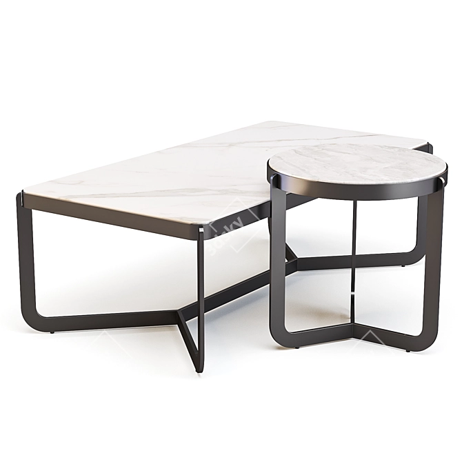 Mina Marble Coffee & Side Table Set 3D model image 2