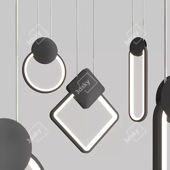 Sleek LED Pendant Light 3D model image 1