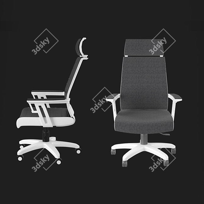 Executive Black and Gray Office Chair 3D model image 2