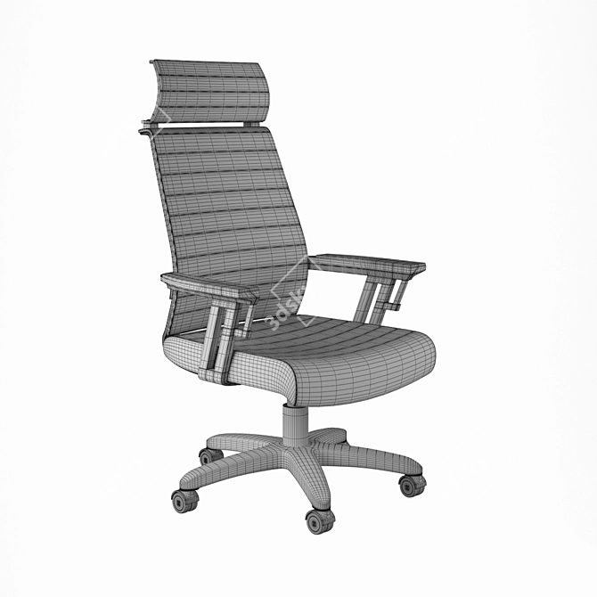 Executive Black and Gray Office Chair 3D model image 3