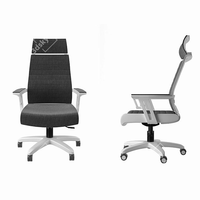 Executive Black and Gray Office Chair 3D model image 6