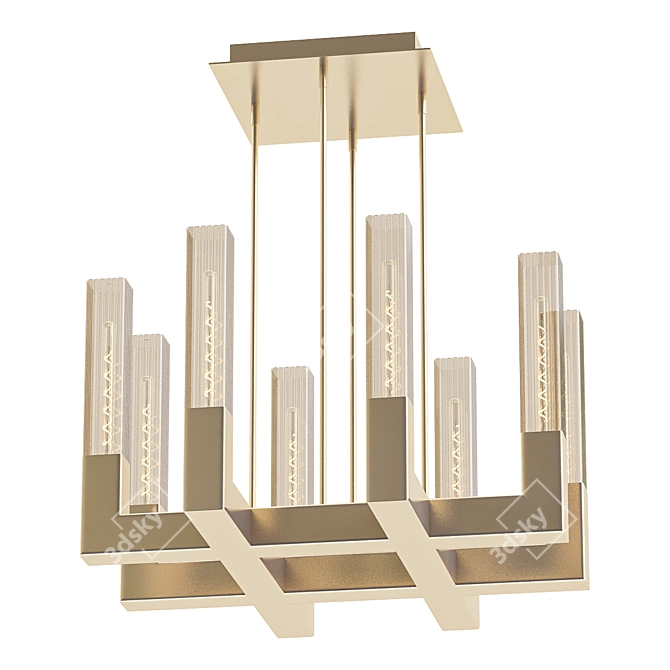 Sleek Brass LED Chandelier 3D model image 1