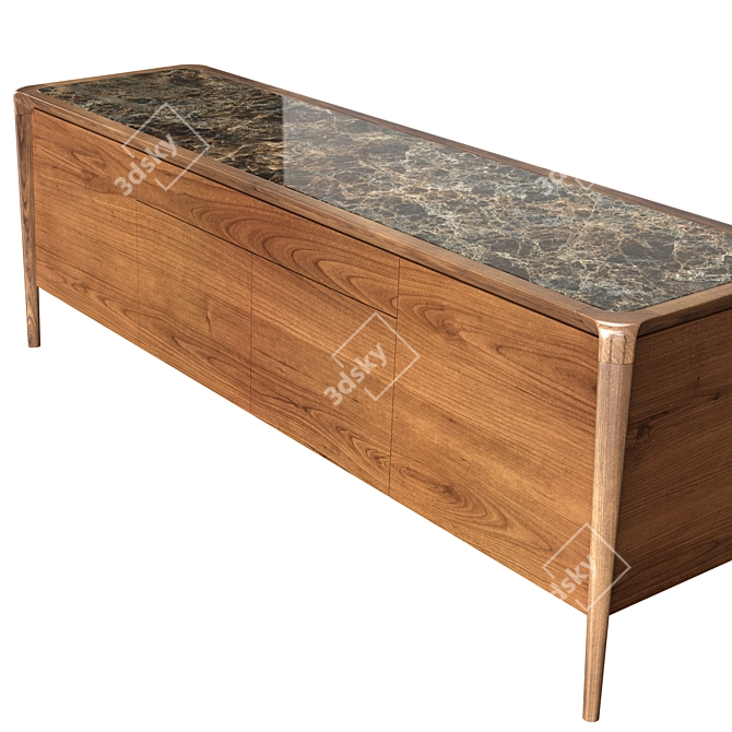 Sleek Walnut Sideboard: Roche Bobois Brio 3D model image 2