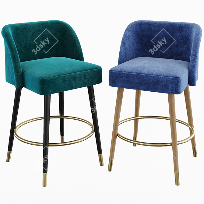 Luxury Bar Table & Chairs Set 3D model image 1