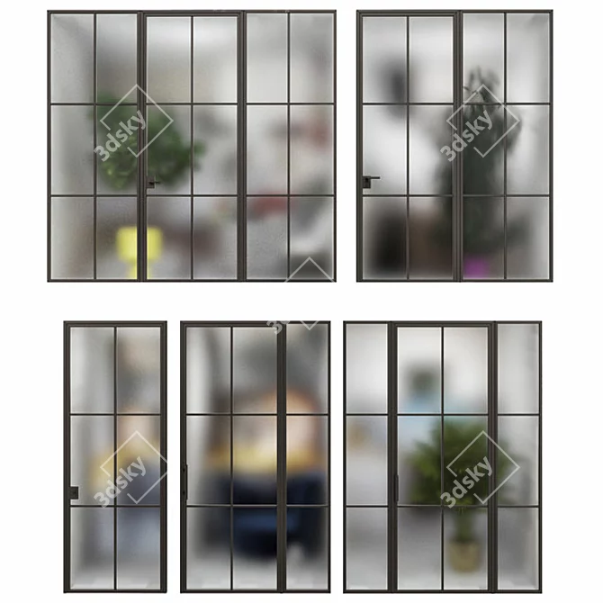 Elegant Glass Doors in Multiple Sizes 3D model image 1