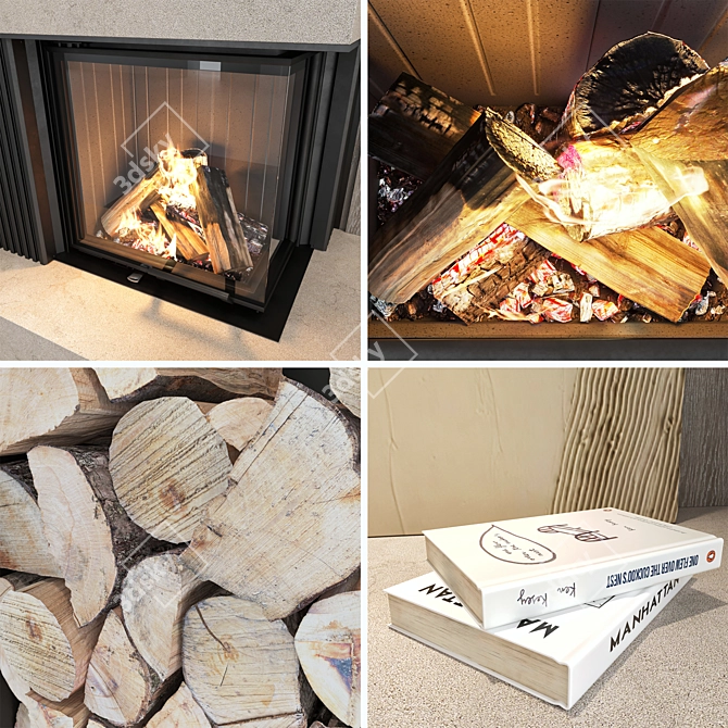 Impression Fireplace Wall Set 3D model image 1