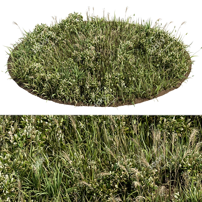 Lush Green Grass Mat 3D model image 2