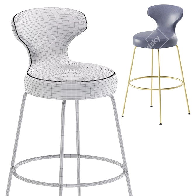 B&B Italia Papilio Leather High Stool 3D model image 7